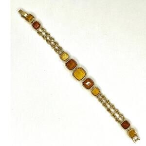 Bracelet 7" Amber Topaz Gold Vtg Estate Fashion Jewelry N19